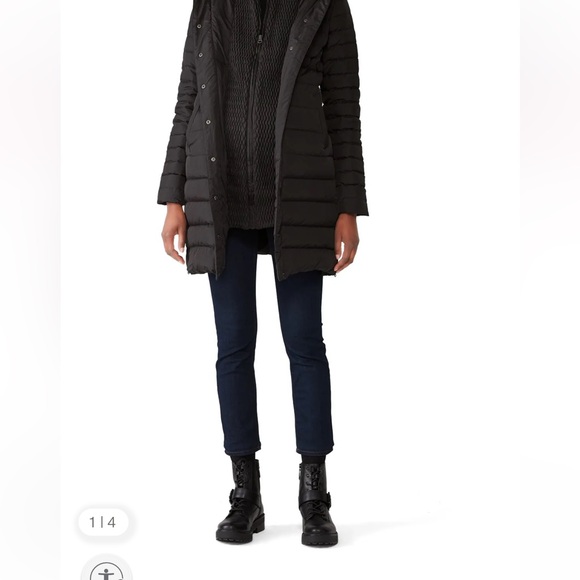 Seraphine Women's Down Maternity Coat Parka Full Zip Hooded Adjustable Black 10 - Picture 1 of 9